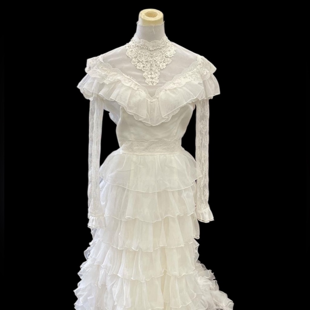 1970s Vintage Edwardian Wedding Dress
